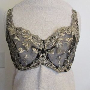 Soma Black Lace Bra with Gold Detailing